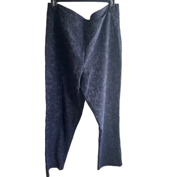 5/$25 BUNDLE! Foxcroft Womens Navy Ankle Floral Print Straight Leg Pants Size 14 - Picture 1 of 7
